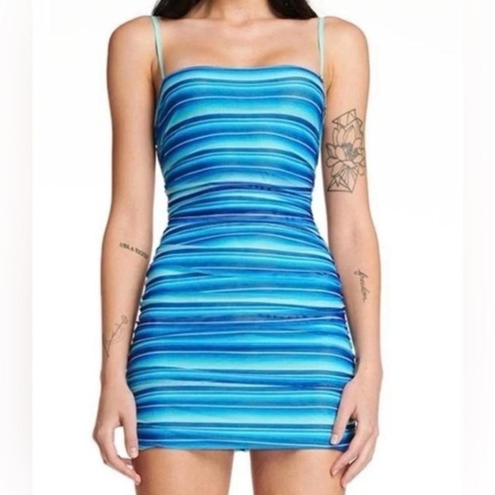 I.AM.GIA Halo striped blue mini dress Night Out Club wear Size Small